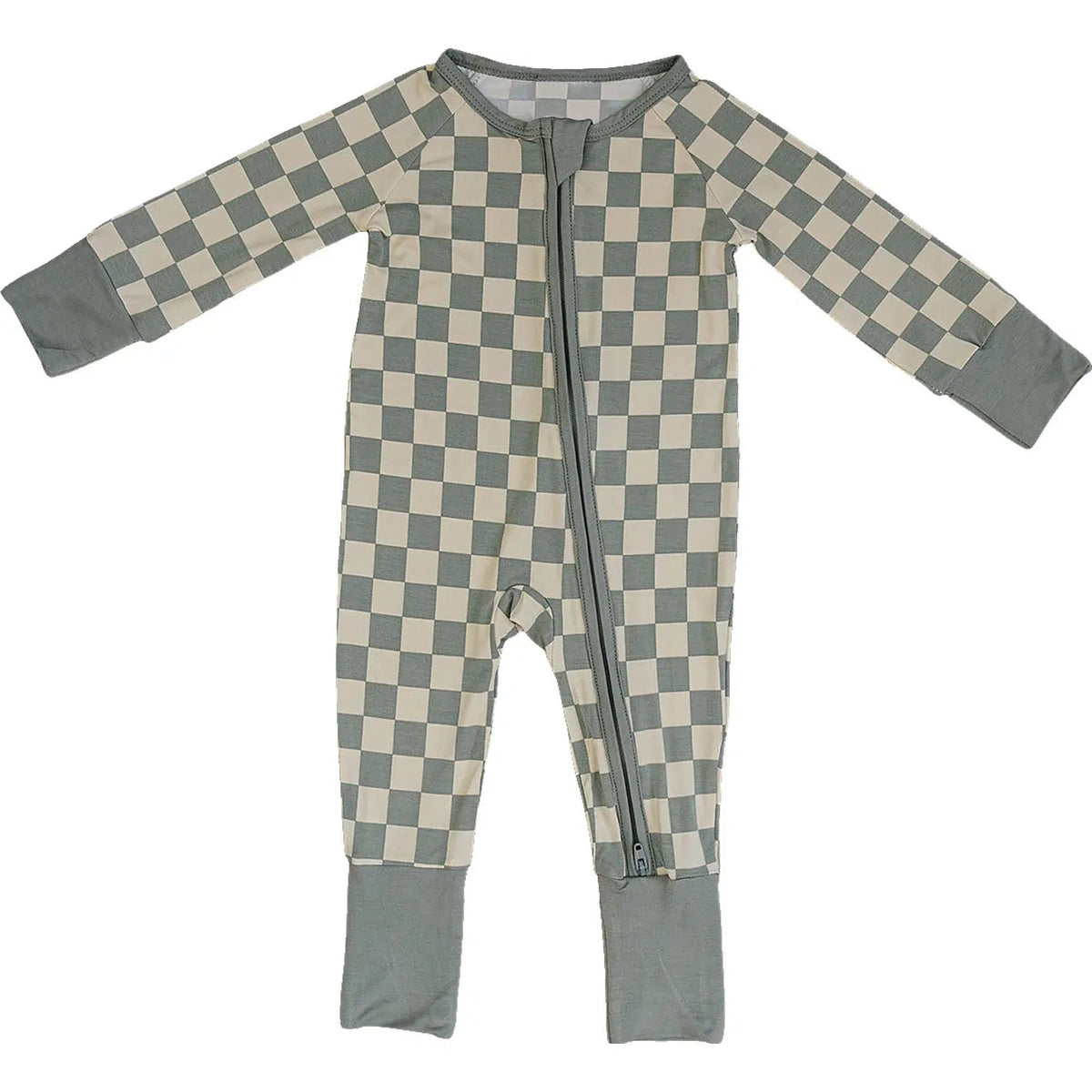 preorder LR1602 green checkered long sleeve zipper boys romper