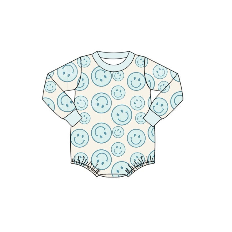 preorder LR1619 blue smile long sleeve boys romper