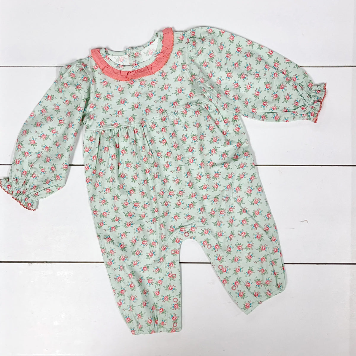 preorder LR2071 flowers floral green long sleeve watermelon red girls romper