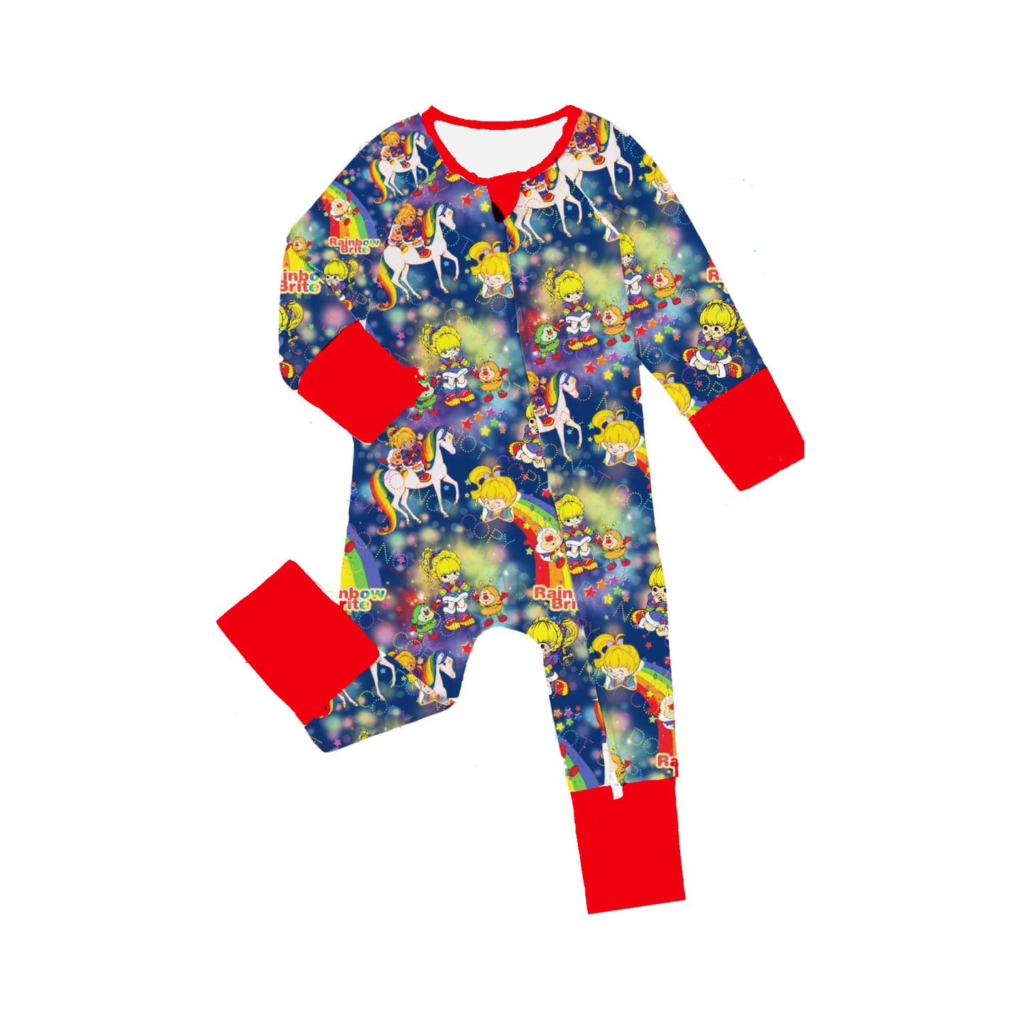 preorder LR2084 rainbow horse cartoon girl long sleeve zipper girls romepr