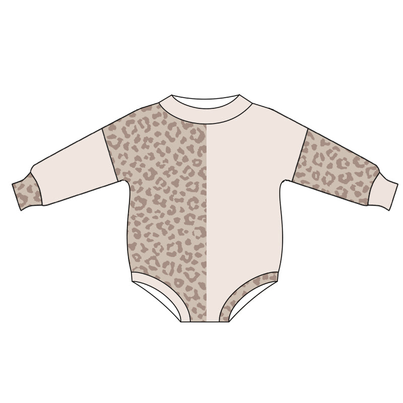 preorder LR2145 leopard long sleeve girls romper