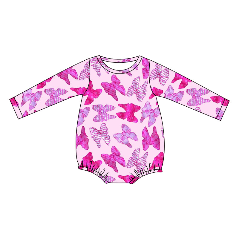 preorder LR2173 Butterfly Hot Pink Long Sleeve Girls Romper