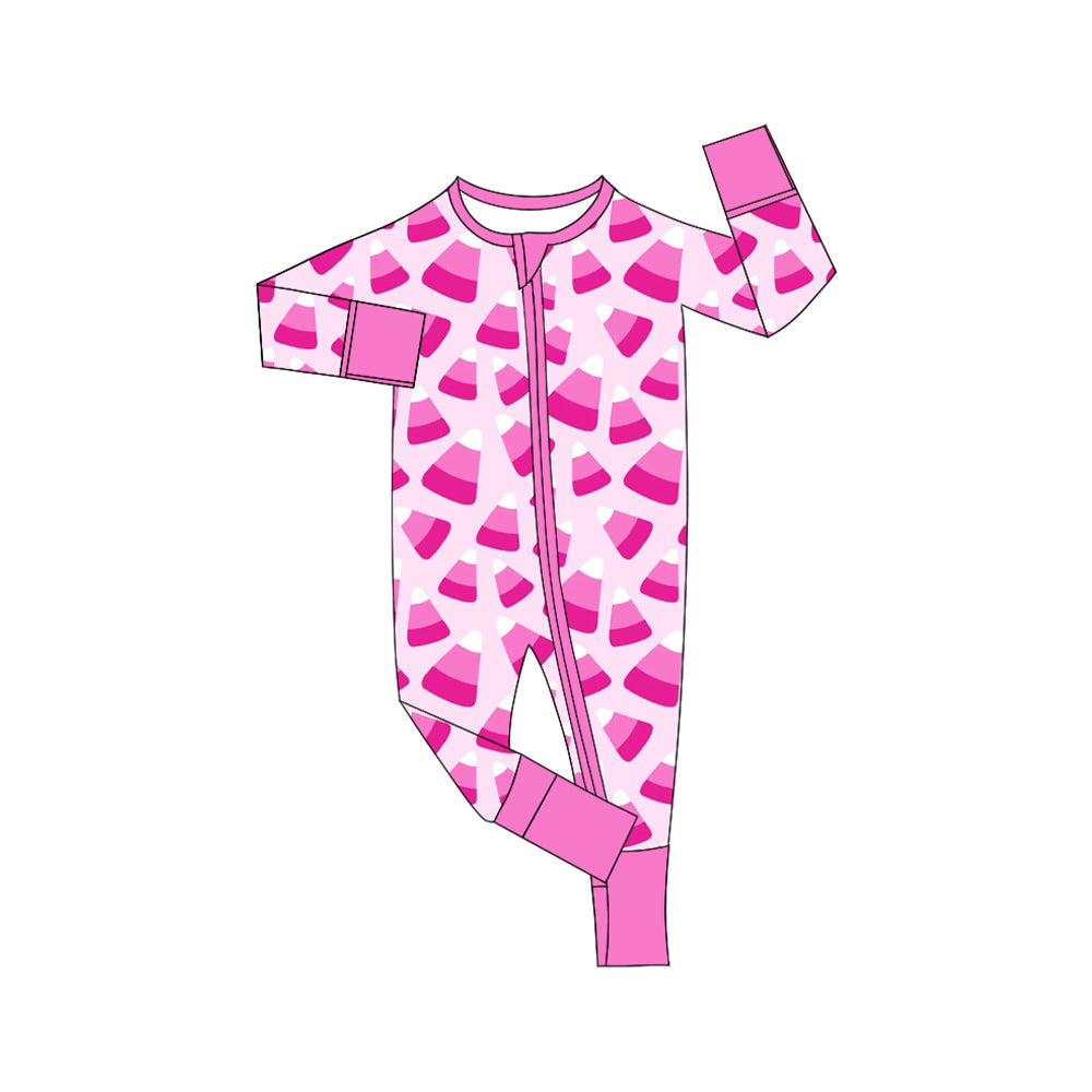 preorder LR2194 Halloween candy zipper long sleeve girls romper