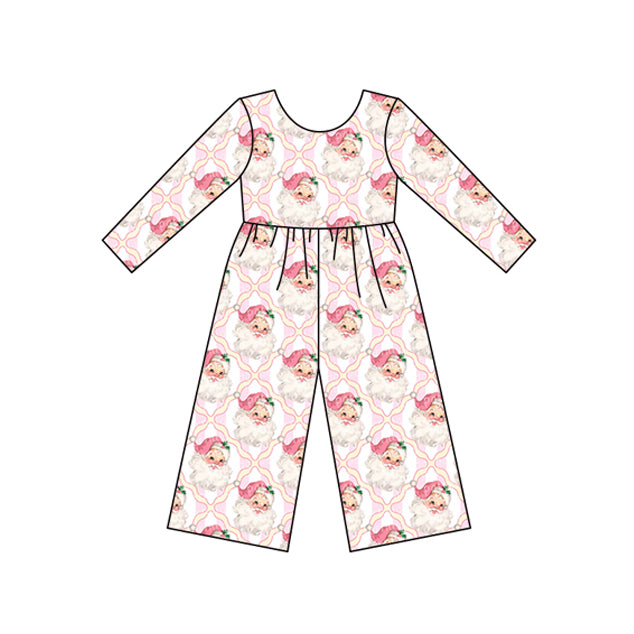 preorder LR2238 Christmas Santa pink long sleeve girls jumpsuits