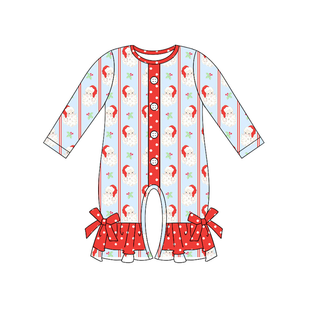 preorder LR2242 Christmas Santa red dot long sleeve girls romper