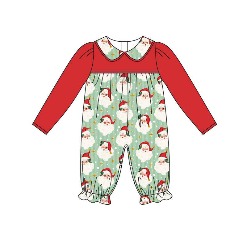 preorder LR2277 Christmas Santa red/green long sleeve girls romper