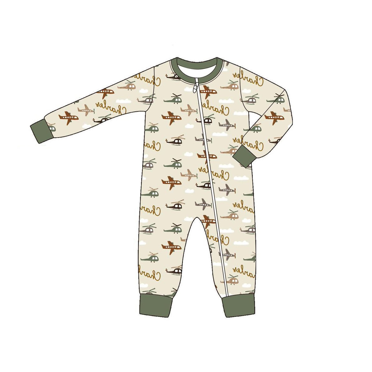 preorder LR2308 Clarles plane long sleeve zipper boys romper