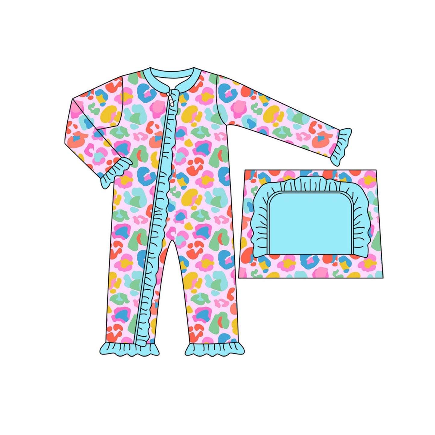 preorder LR2431 colorful leopard zipper long sleeve girls romper