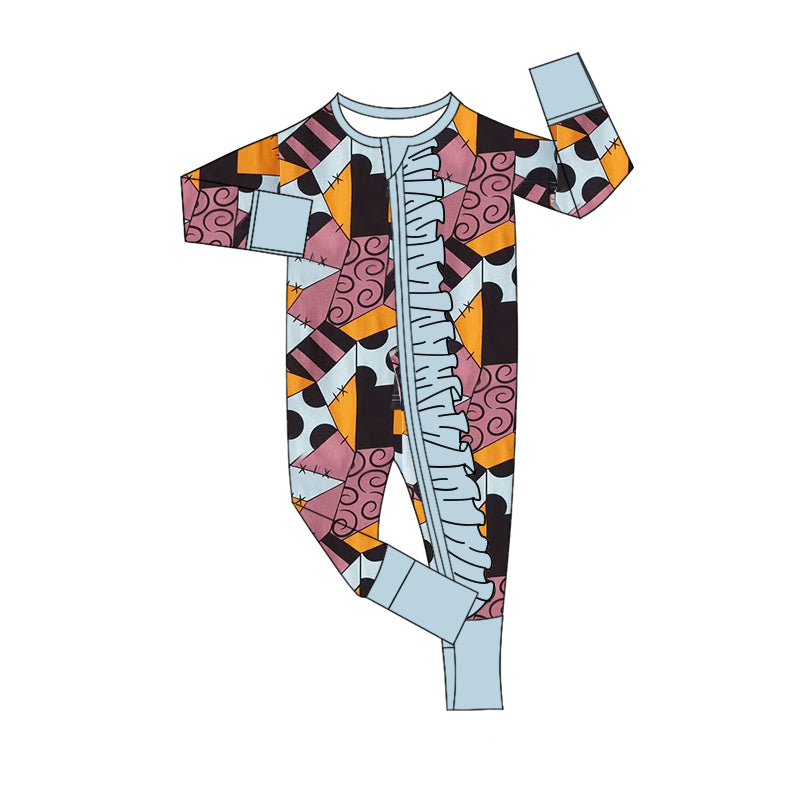 preorder LR2521 Halloween zombie long sleeve zipper girls romper