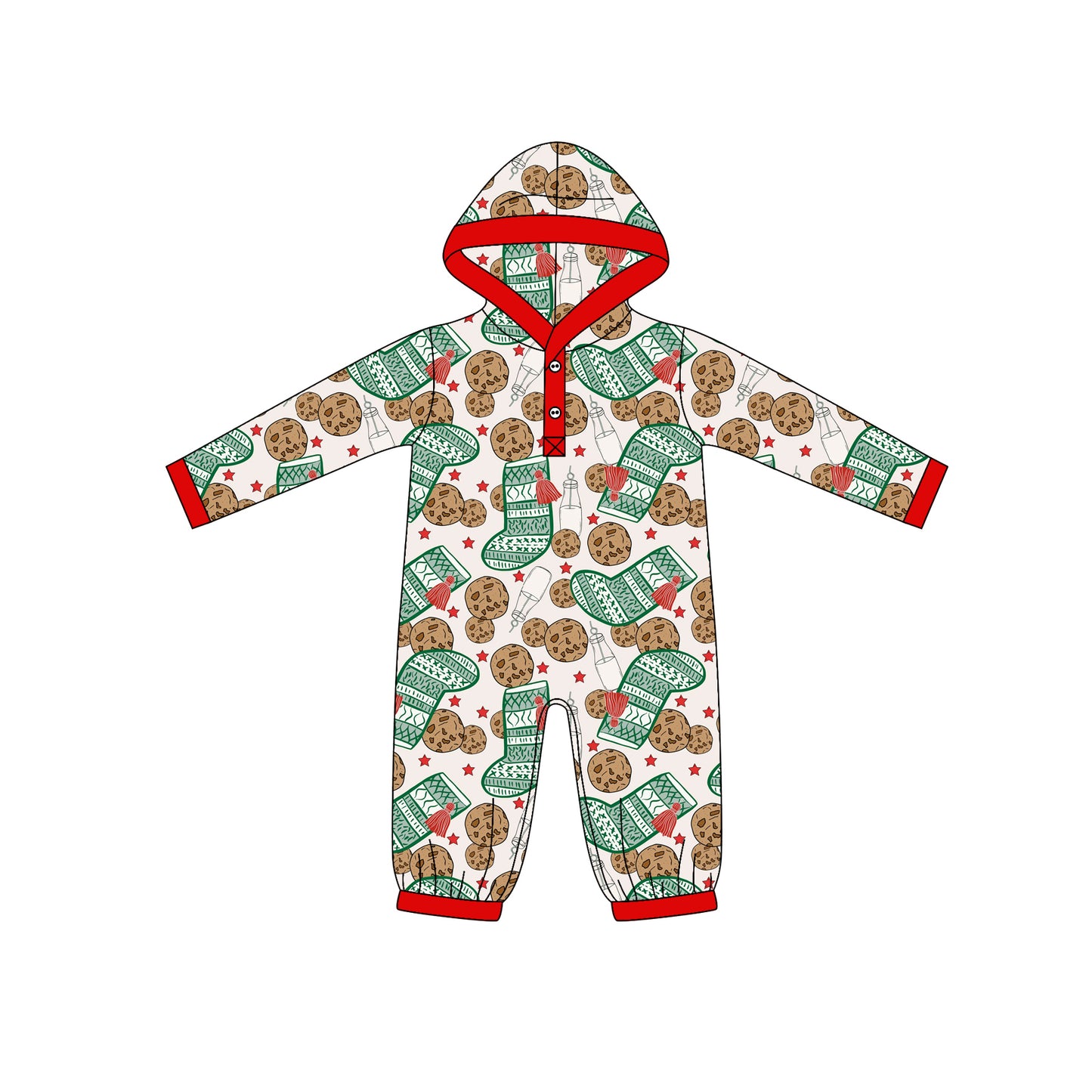 preorder LR2613 Christmas cookie hoodie long sleeve boys romper