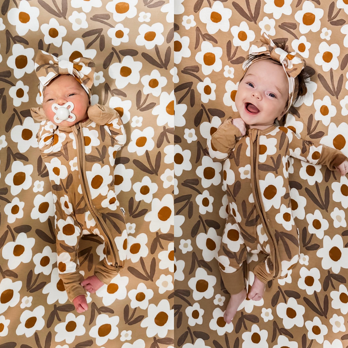 preorder LR2682 cute flowers khaki long sleece zipper girls romper