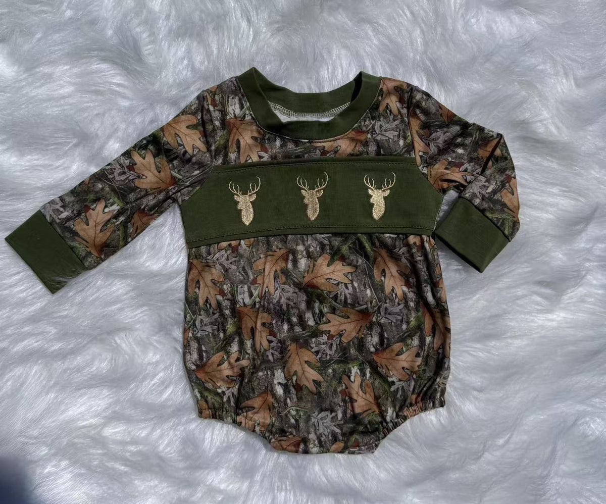 preorder LR2729 hunting deer branch long sleeve boys romper