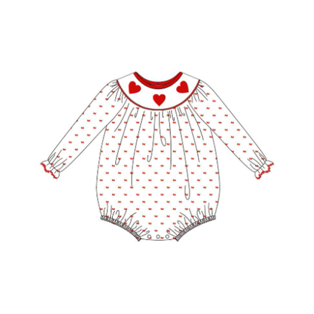 preorder LR2810 Valentine's Day red heart dot long sleeve girls romper