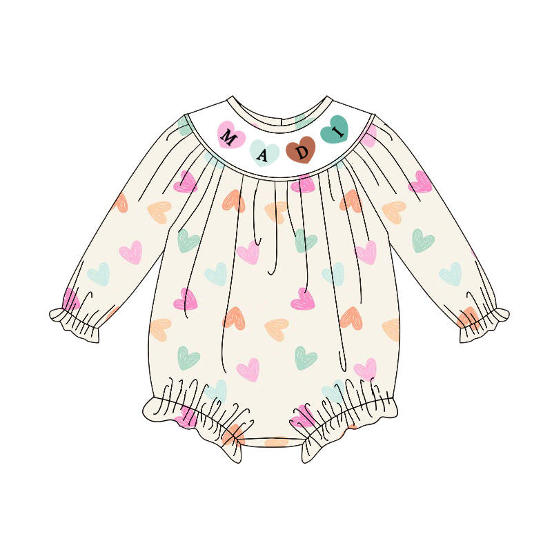 preorder LR2841 Valentine's Day MADI mama and mini heart long sleeve girls romper