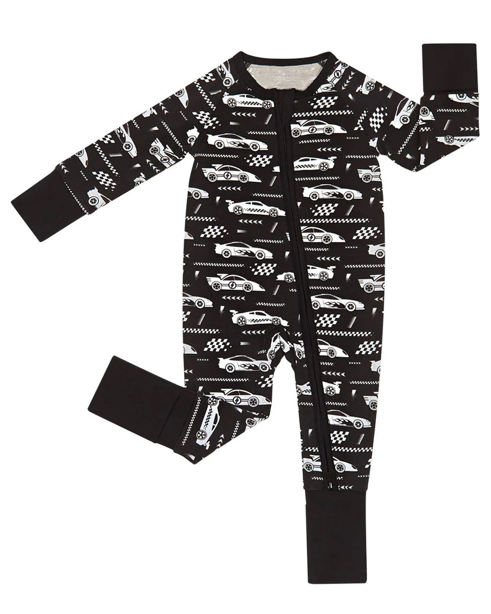 preorder LR2858 Car Black Zipper Long Sleeve Boys Romper