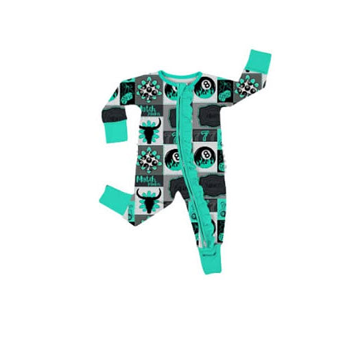 preorder LR2933 Western Cow Gameboy Zipper Long Sleeve Boys Romper