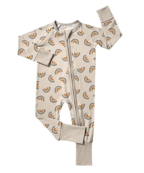 preorder LR2939 Rainbow Zipper Long Sleeve Girls Romper