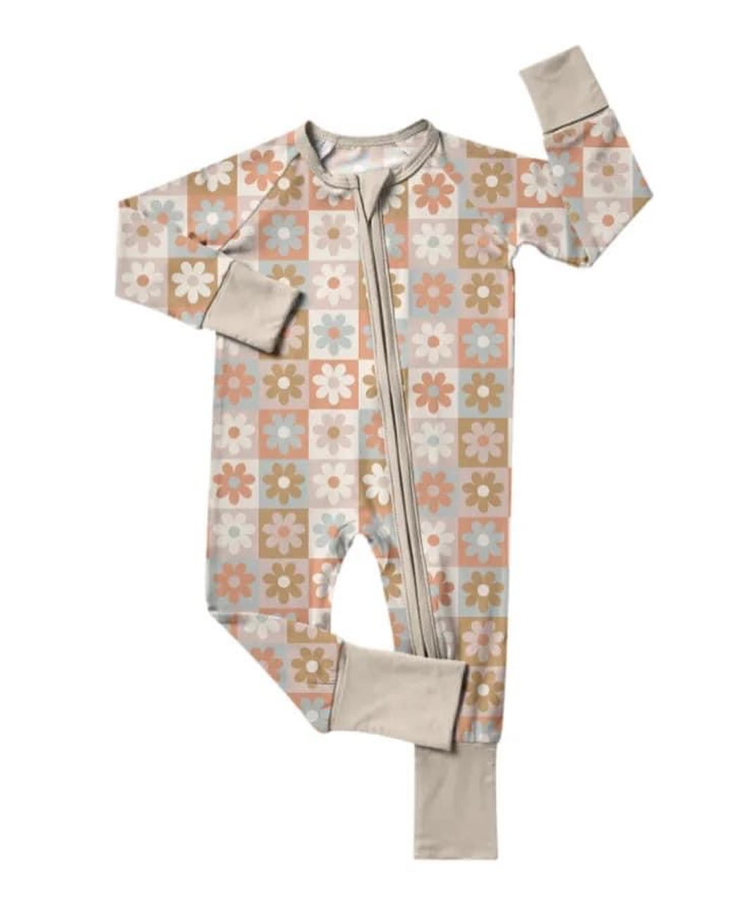 preorder LR2941 Flowers Zipper Long Sleeve Girls Romper
