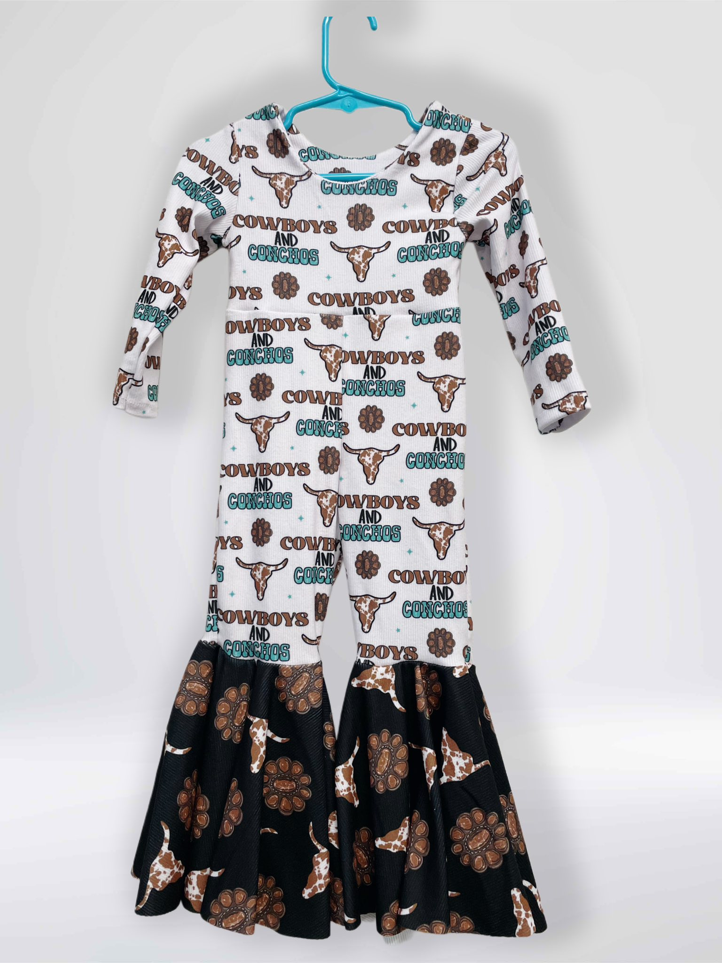preorder LR2970 Western Cowboys Cow Long Sleeve Girls Jumpsuits