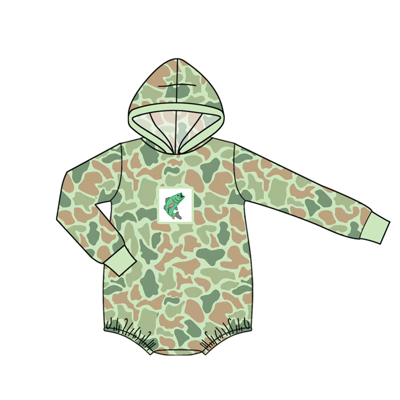 preorder LR2995 Hunting Fish Camo Hoodie Long Sleeve Boys Romper