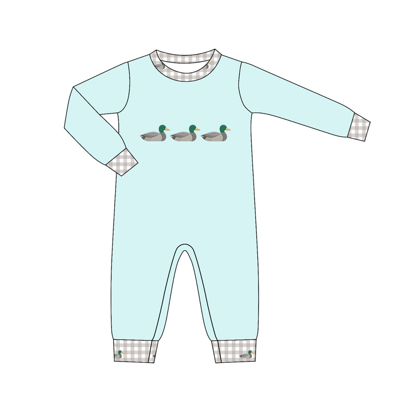 preorder LR3005 Hunting Mallard Duck Long Sleeve Boys Romper