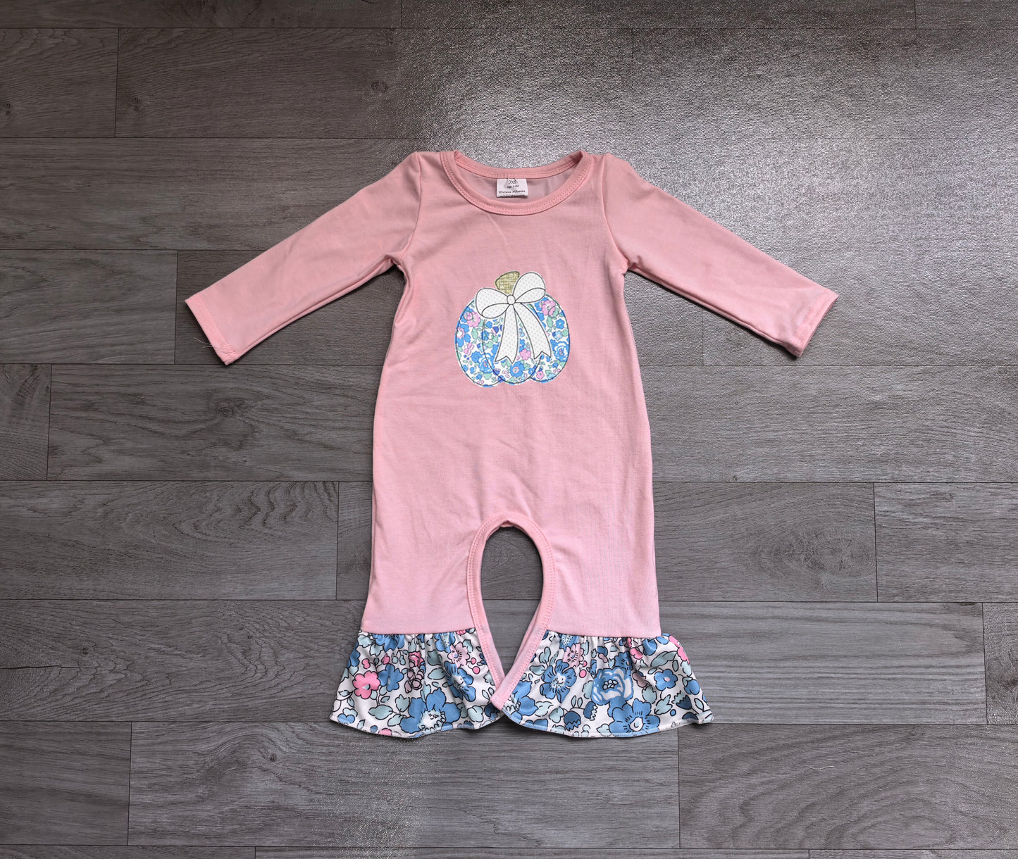 preorder Samples LR3021 Autumn Pumpkin Pink Long Sleeve Girls Romper
