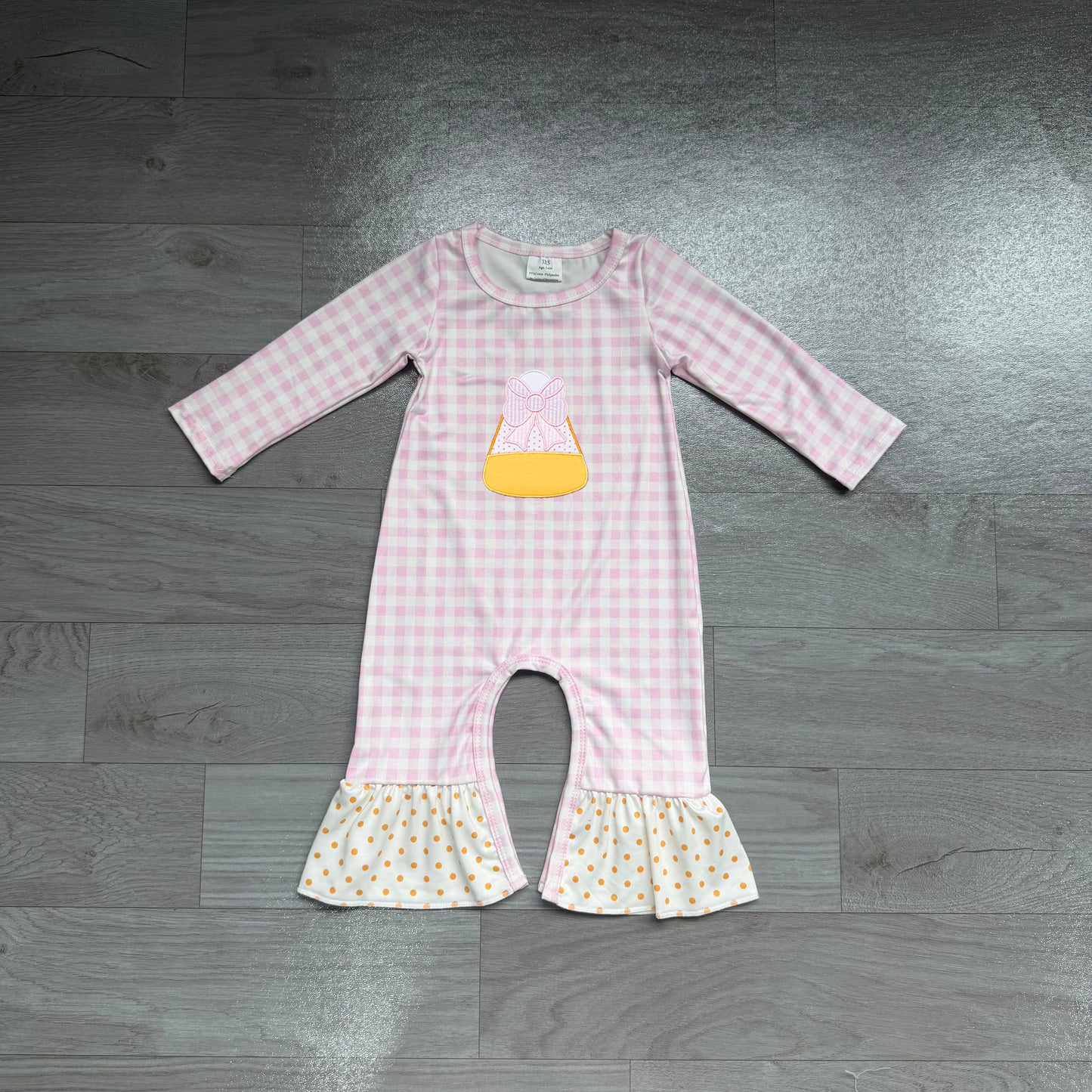 preorder Samples LR3022 Corn Candy Pink Long Sleeve Girls Romper