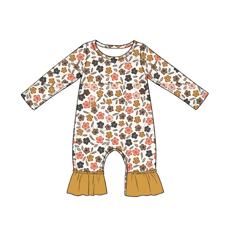 preorder LR3024 Flowers Long Sleeve Girls Romper
