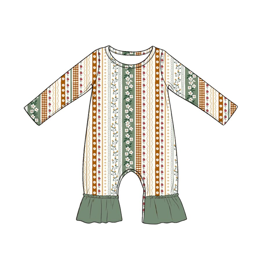 preorder LR3028 Flowers Long Sleeve Girls Romper