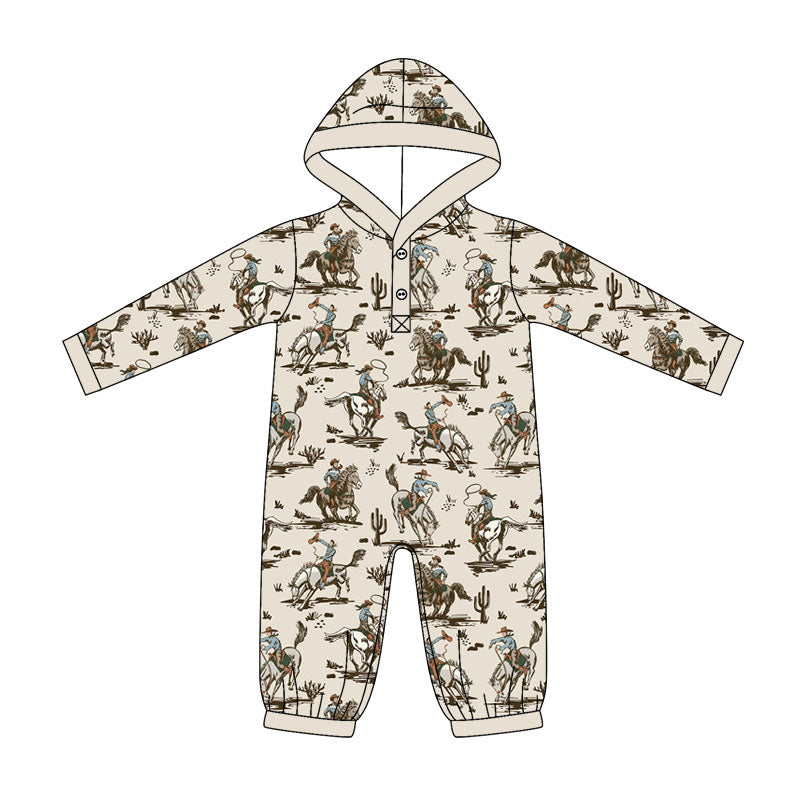 preorder LR3077 Western Rodeo Hoodie Long Sleeve Boys Romper