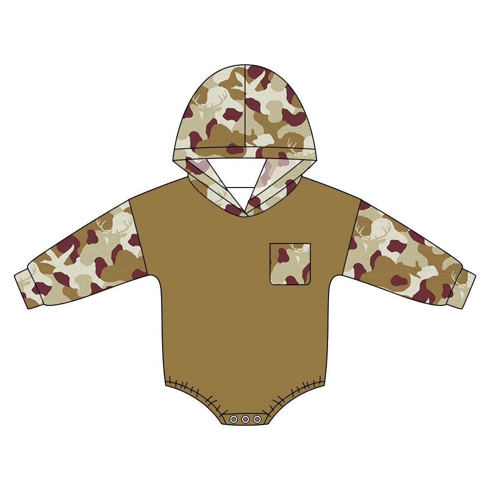 preorder LR3086 Camo Hoodie Long Sleeve Boys Romper