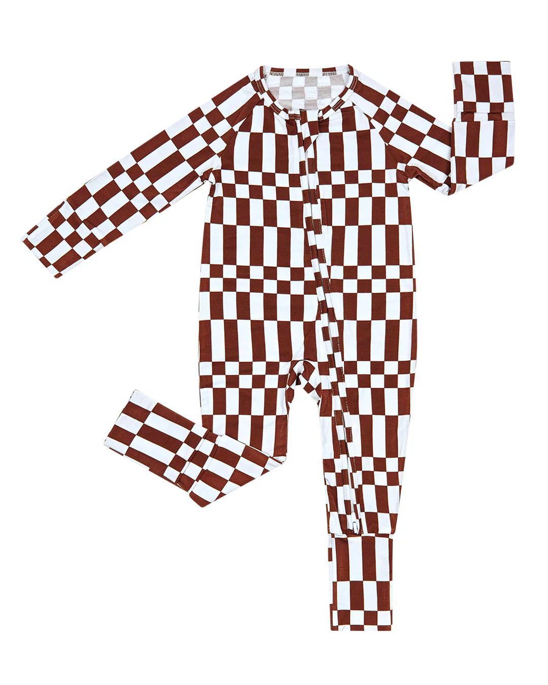 preorder LR3114 Maroon Checkered Zipper Long Sleeve Boys Romper