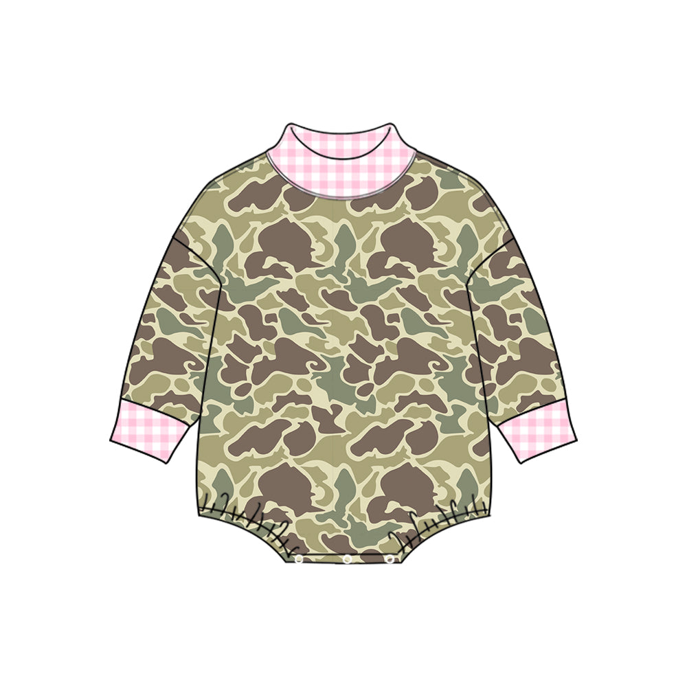 preorder LR3280 Hunting Camo Long Sleeve Girls Romper