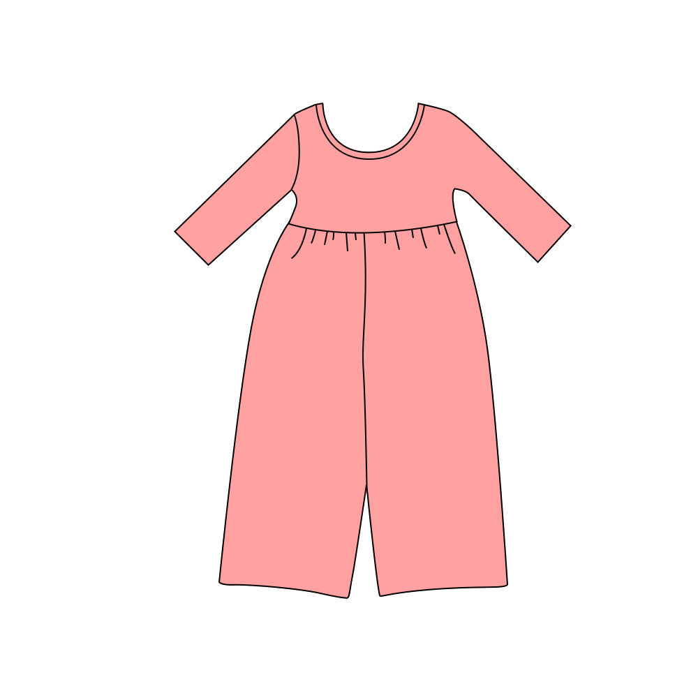 preorder LR3286 Solid Color Pink Long Sleeve Girls Jumpsuits