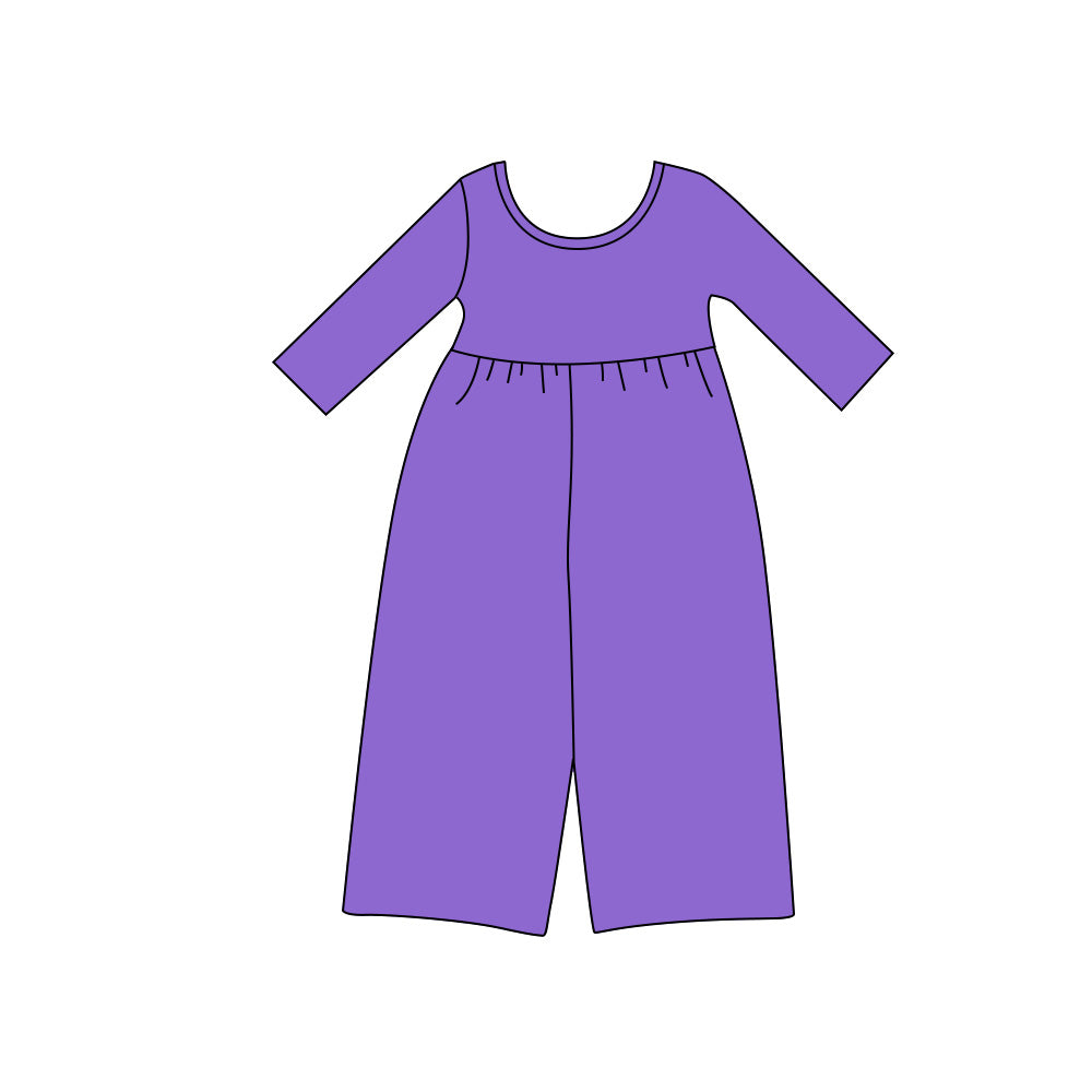 preorder LR3287 Solid Color Purple Long Sleeve Girls Jumpsuits