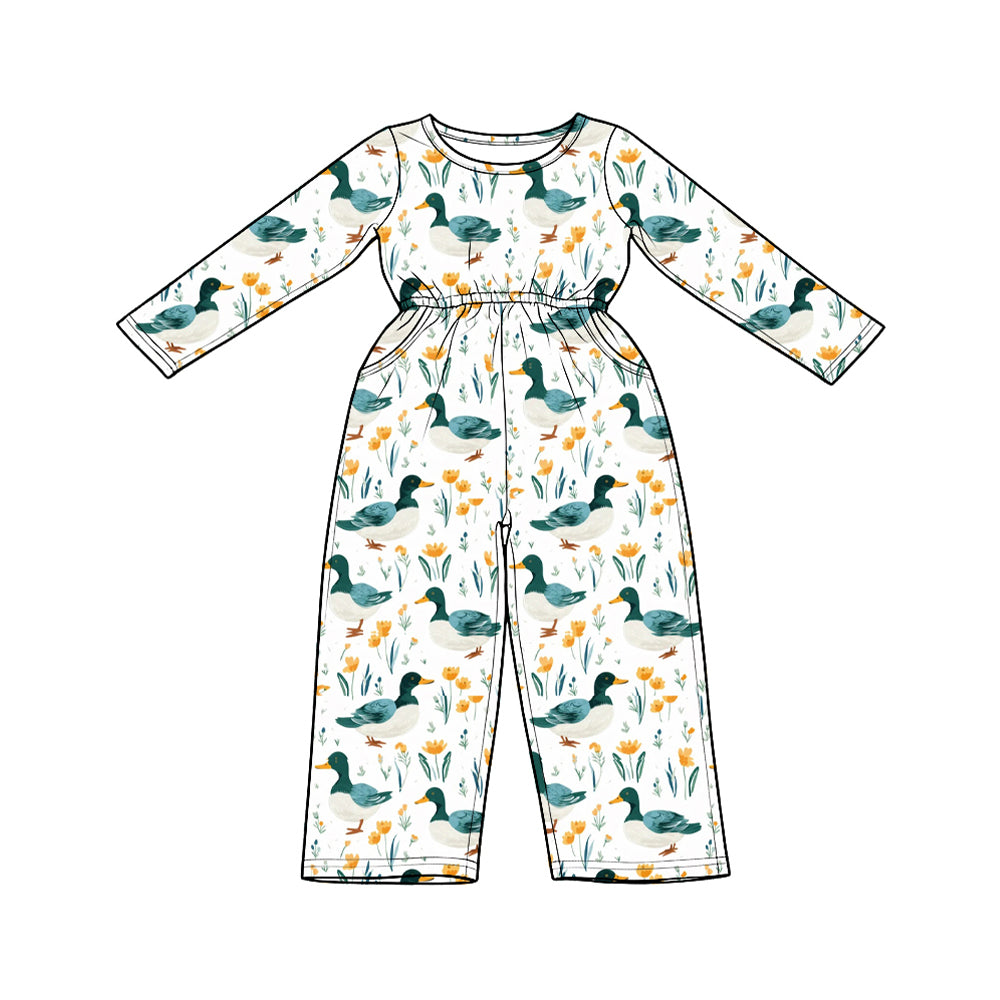 preorder LR3347 Mallard Duck Long Sleeve Girls Jumpsuits