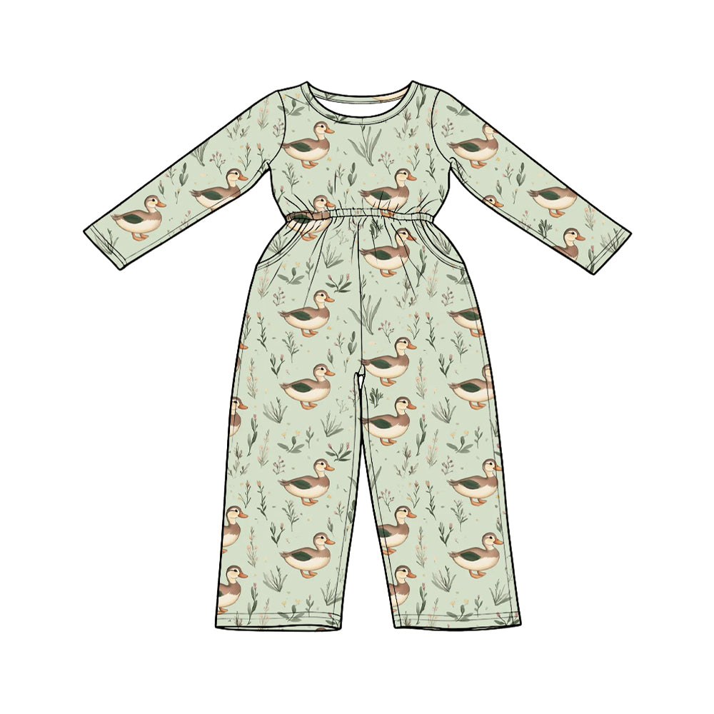 preorder LR3348 Mallard Duck Long Sleeve Girls Jumpsuits