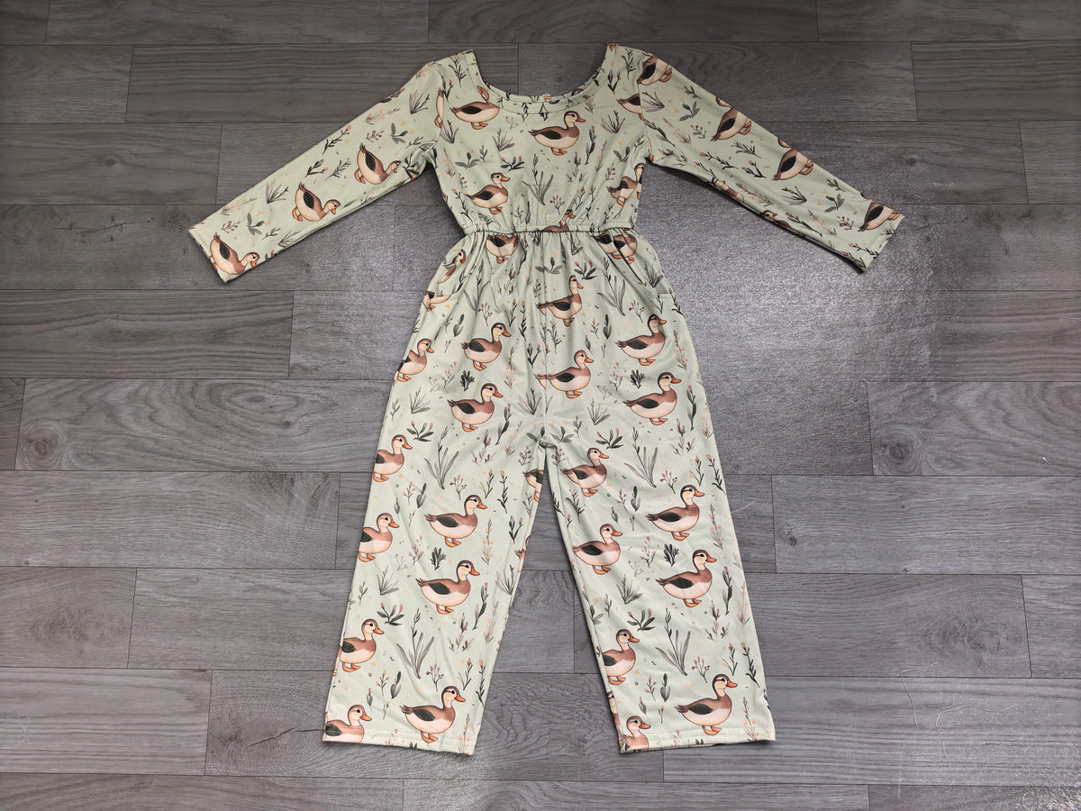 preorder Samples LR3348 Mallard Duck Long Sleeve Girls Jumpsuits