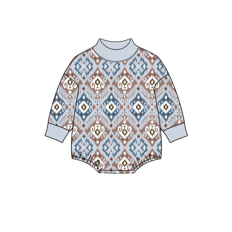 preorder LR3419 Western Aztec Long Sleeve Boys Romper