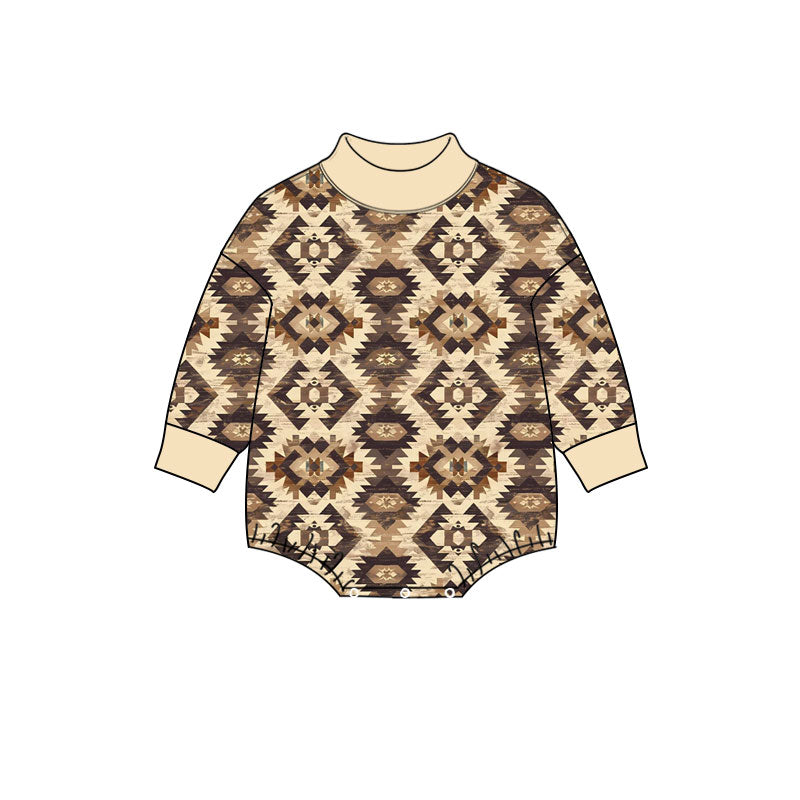 preorder LR3422 Western Aztec Long Sleeve Boys Romper