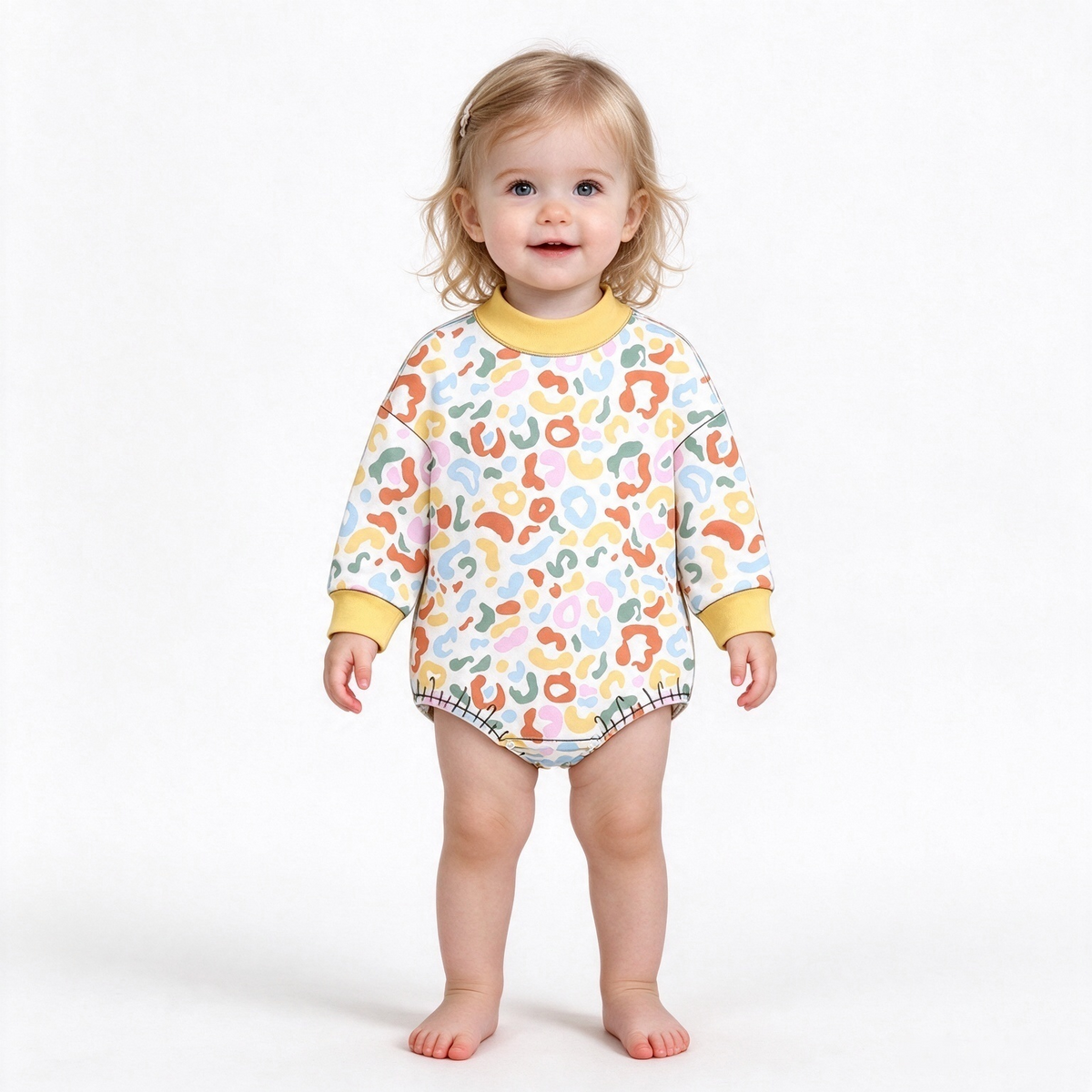 preorder LR3428 Leopard Long Sleeve Girls Romper