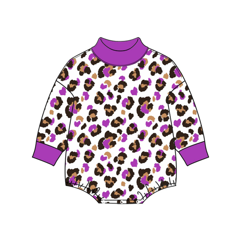 preorder LR3430 Leopard Long Sleeve Girls Romper