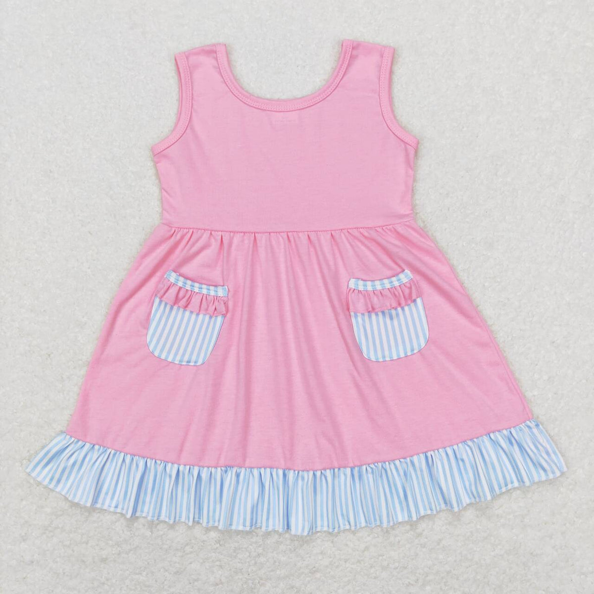 GSD0608 Pink pocket sleeveless girls dress