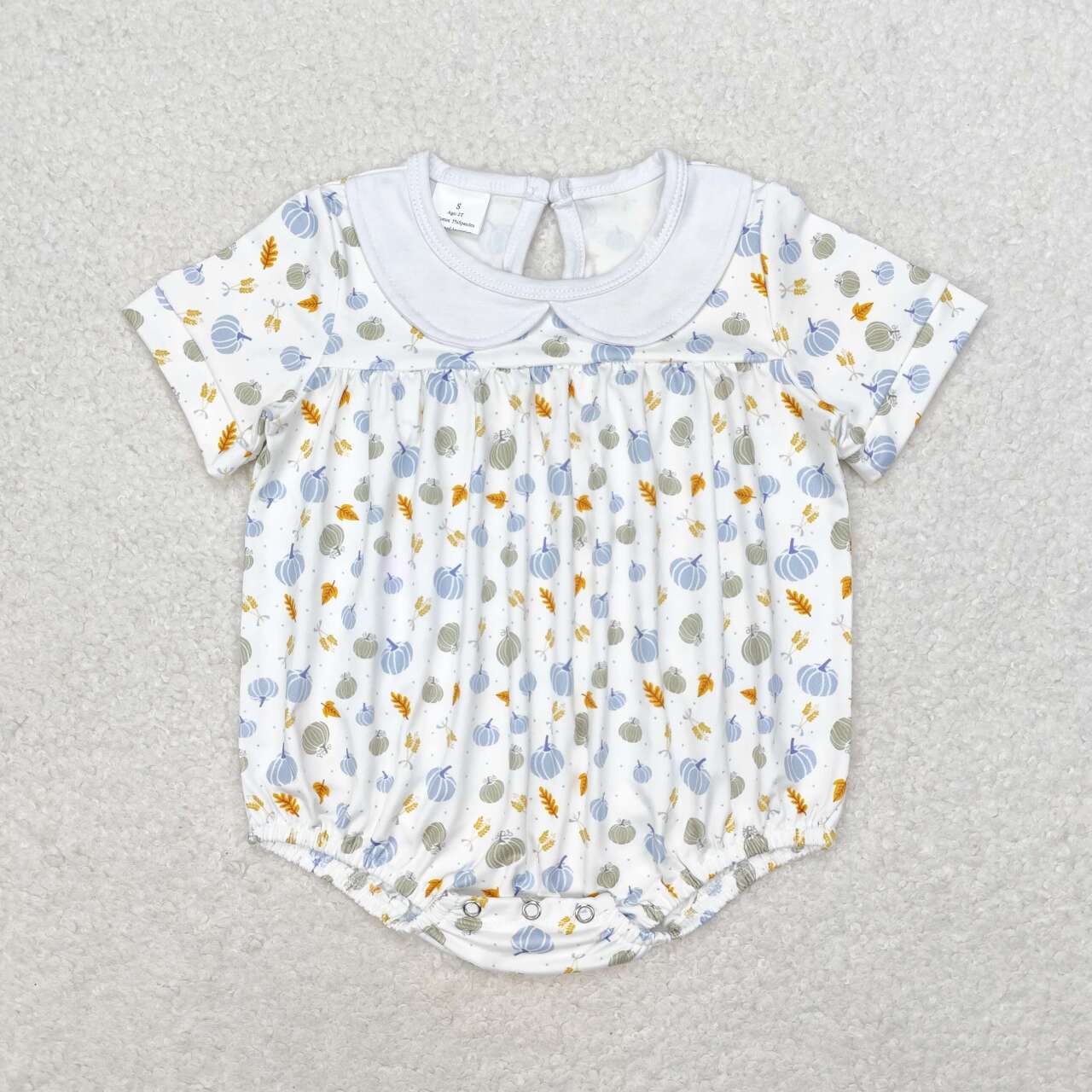 SR1698 Autumn full blue pumpkin short sleeve girls romper