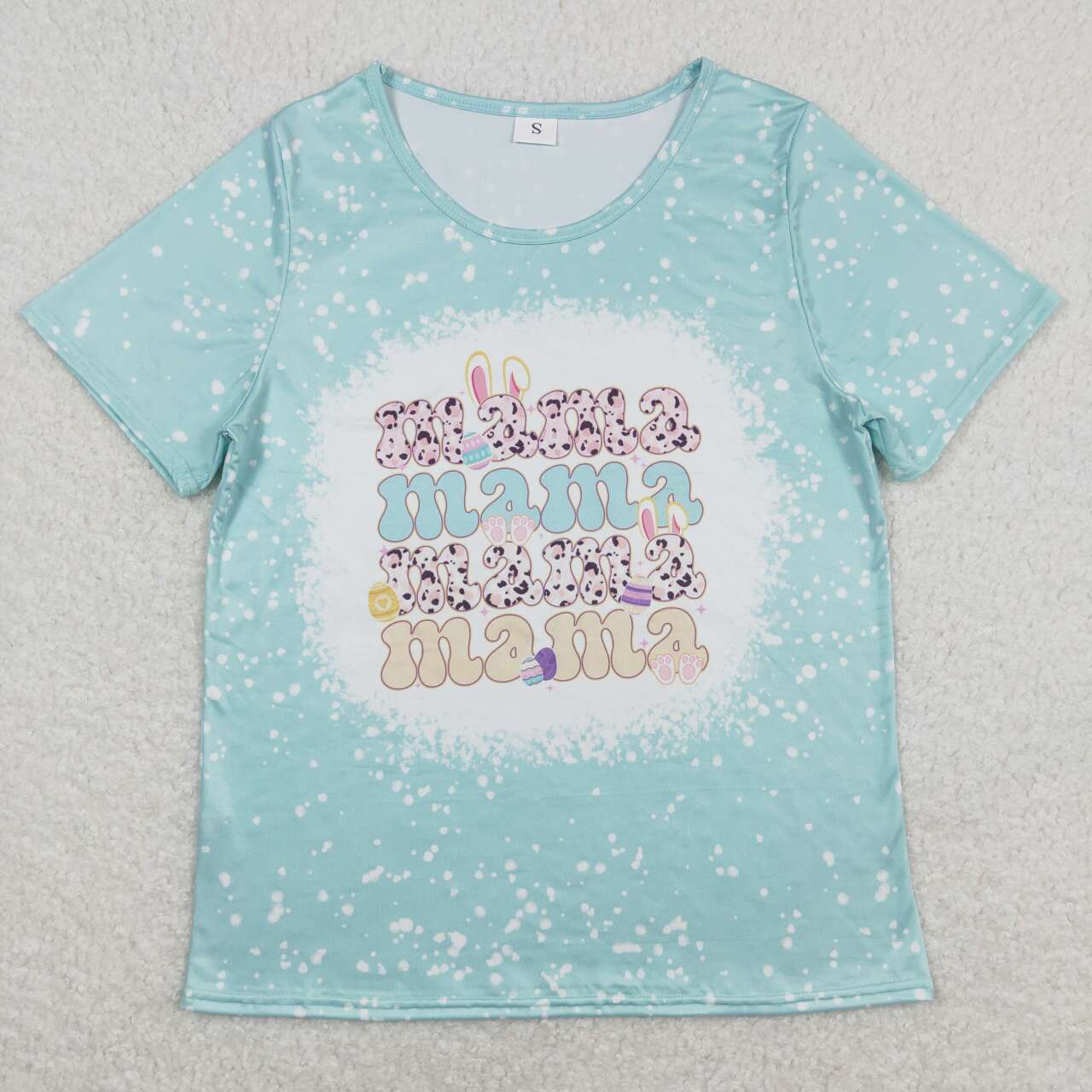 GT0449 Easter Rabbit Mama Blue Short Sleeve Girls Adult Top
