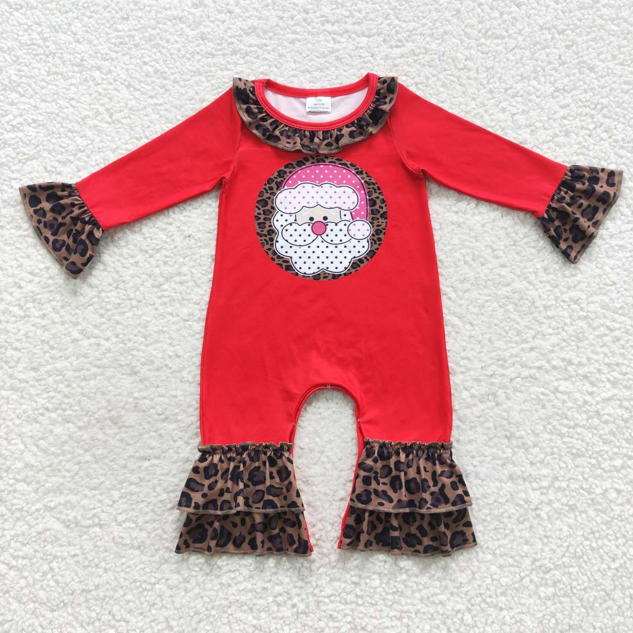 LR0435 Christmas Santa Claus red long sleeve girls romper