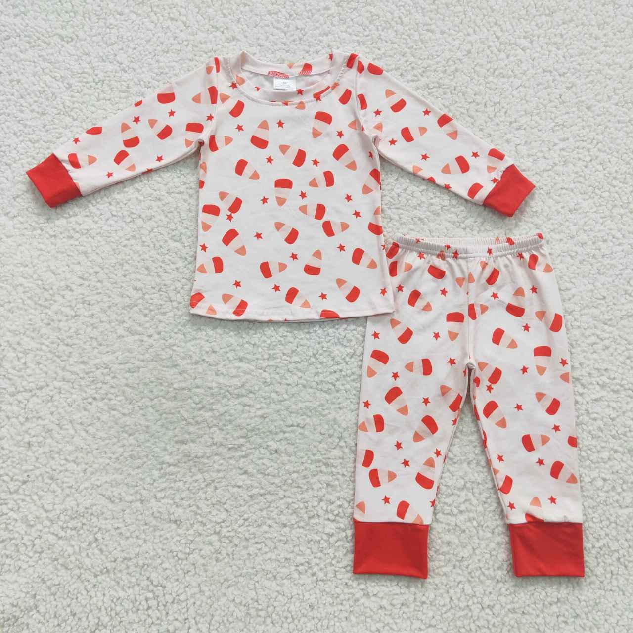GLP0541 Christmas candy pink long sleeve pants girls pajamas