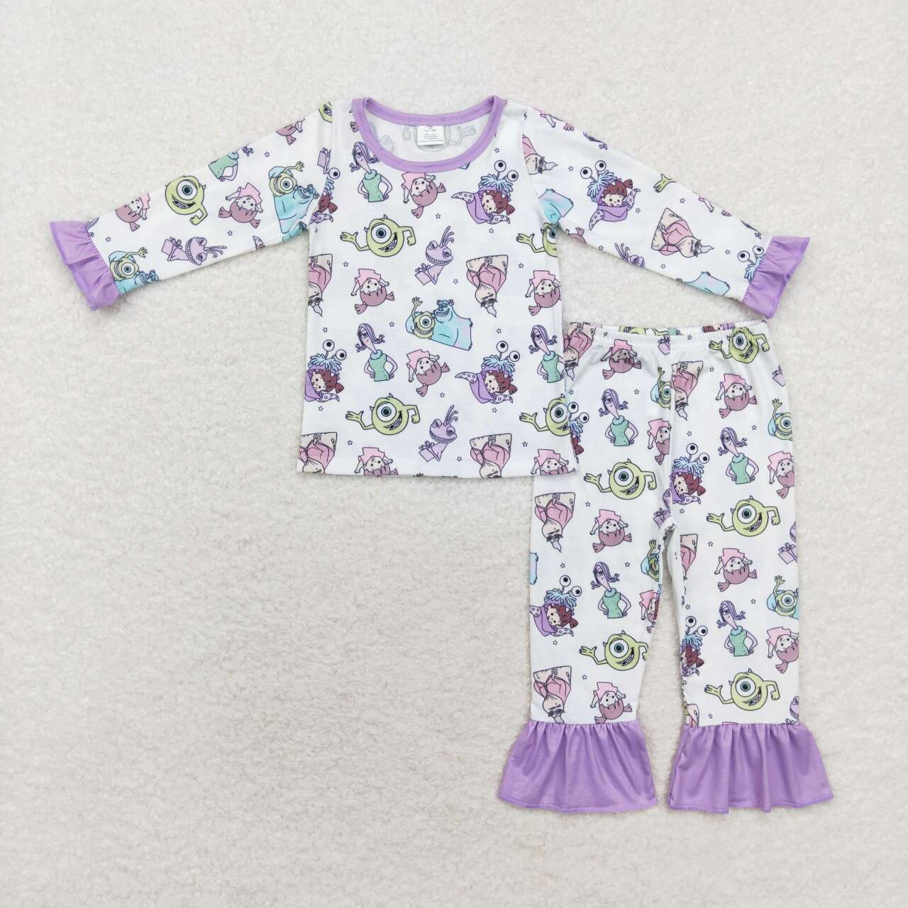 GLP1424 cartoon Monster purple long sleeve pants girls pajamas