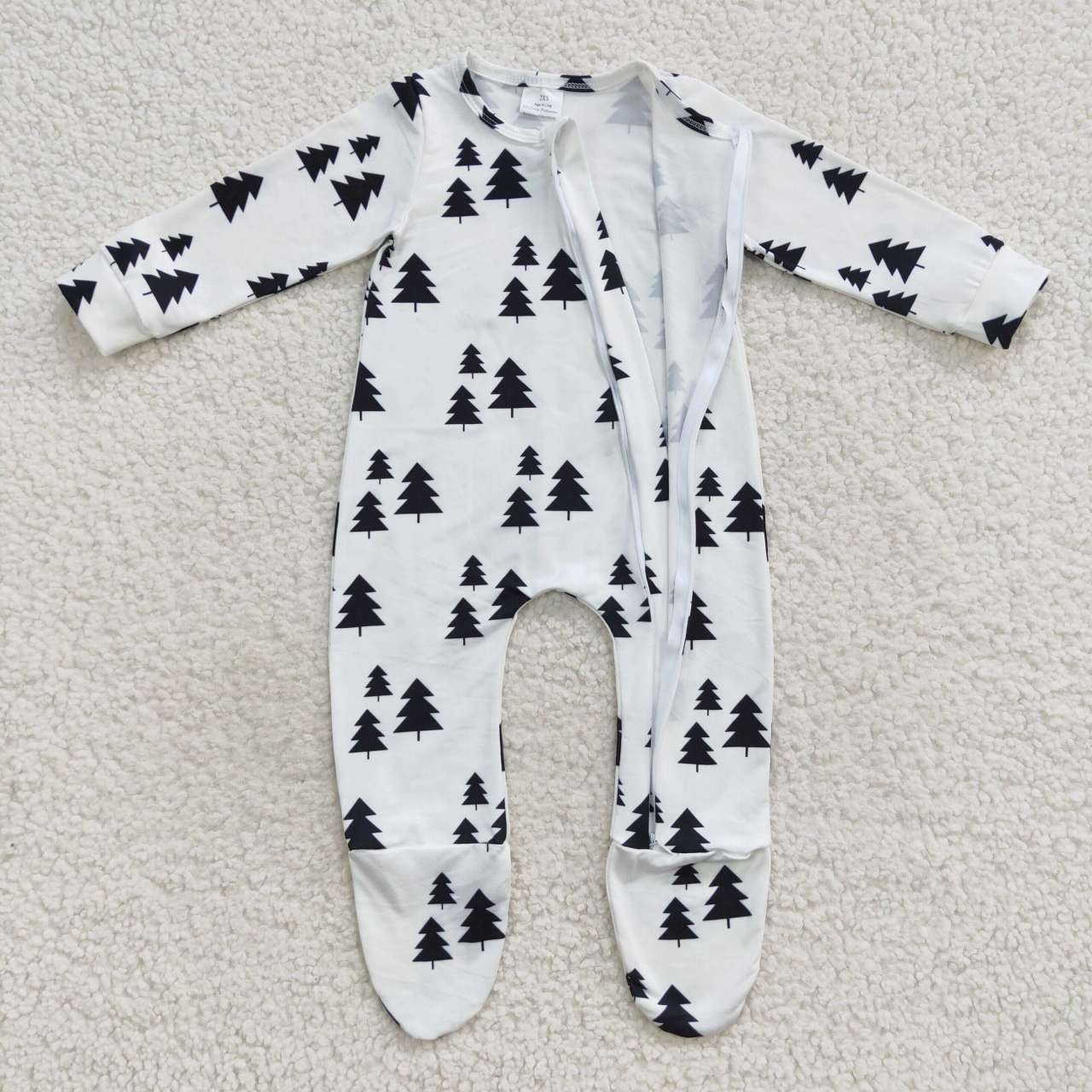 LR0552 Tree white long sleeve kids romper