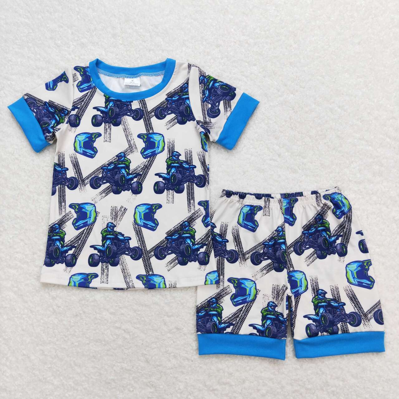 BSSO0775 mountain bike blue short sleeve shorts boys pajamas
